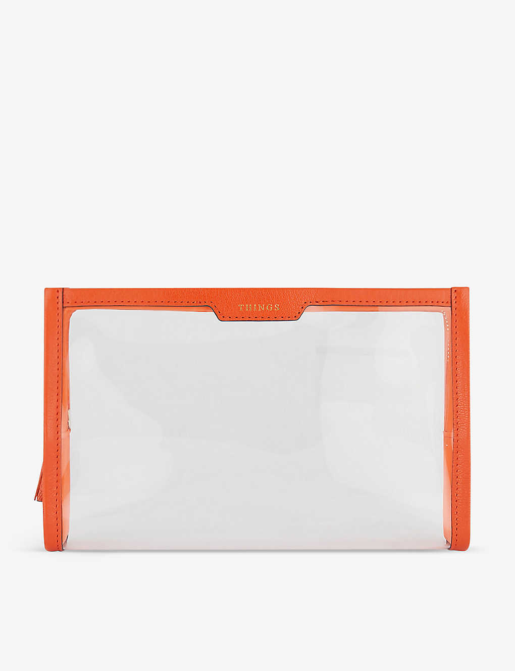 Anya Hindmarch Things Woven Pouch In Clear/clementine