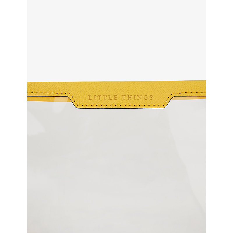 Shop Anya Hindmarch Little Things Embossed Woven Pouch In Clear/yellow
