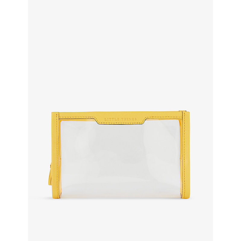 Anya Hindmarch Little Things Embossed Woven Pouch In Clear/yellow