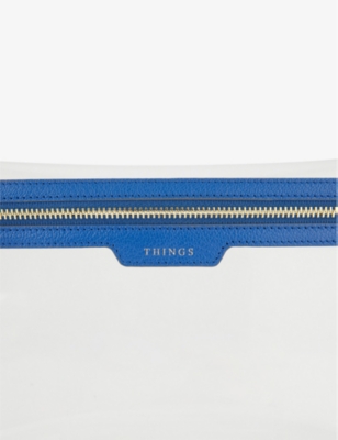 Shop Anya Hindmarch Things Loose-pocket Woven Pouch In Clear/electric Blue