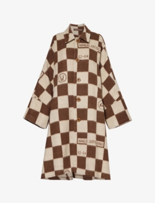 口コミ サイト 商品 Womens Undercover Brown Cashmere Oversized-fit Checked Ck ジャケット・アウター