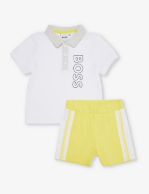 BOSS: Brand-print two-piece stretch-cotton set 6-18 months