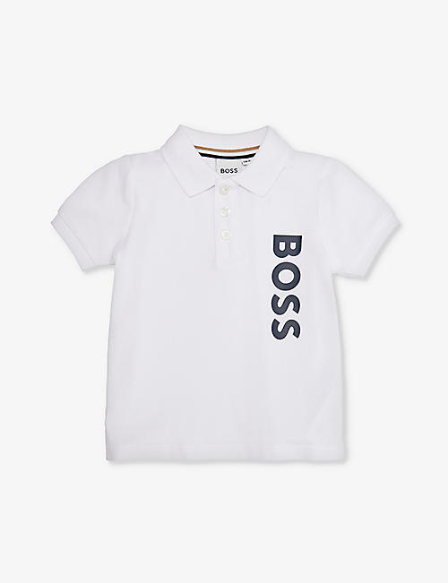 BOSS: Logo-print short-sleeve cotton-piqué polo shirt 6-36 months