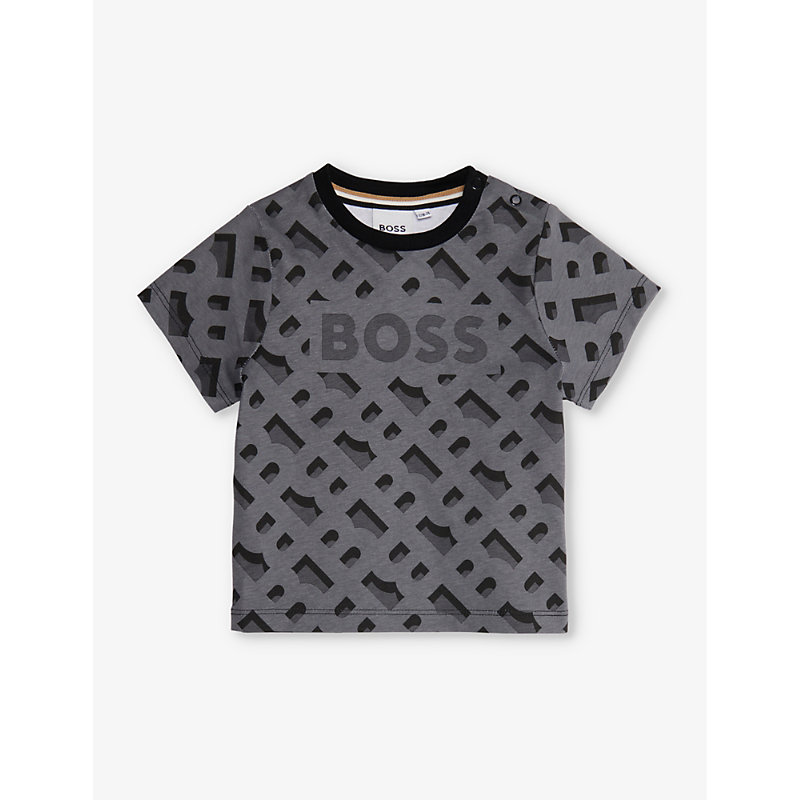 Shop Hugo Boss Boss Black Logo-print Short-sleeve Cotton-jersey T-shirt 3-36 Months