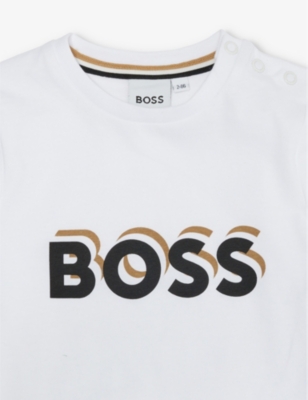 Shop Hugo Boss Boss Stone Logo Text-print Cotton-jersey Set 9 Months-3 Years