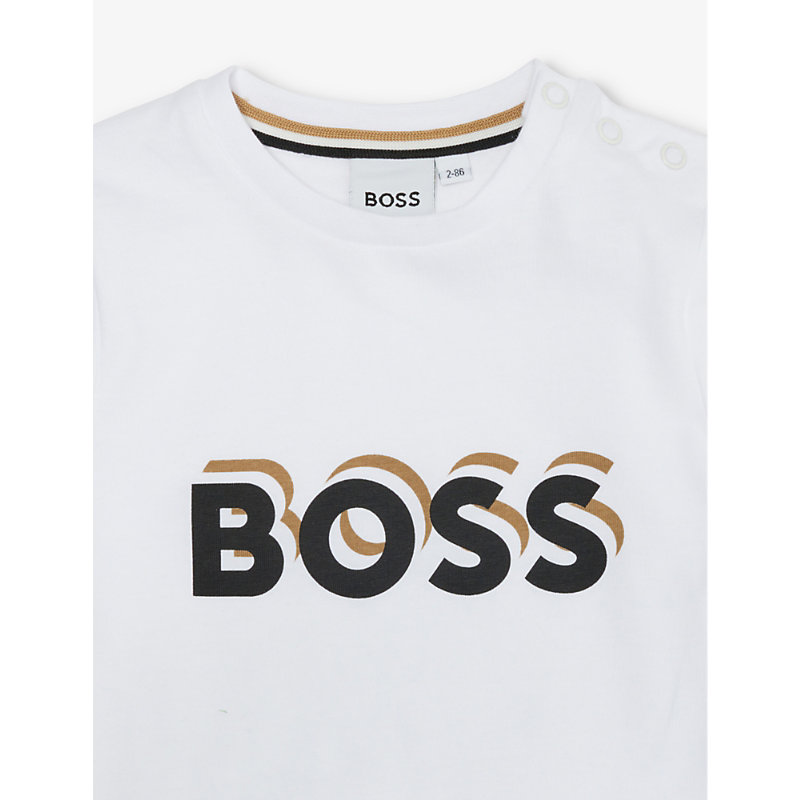 Shop Hugo Boss Boss Stone Logo Text-print Cotton-jersey Set 9 Months-3 Years