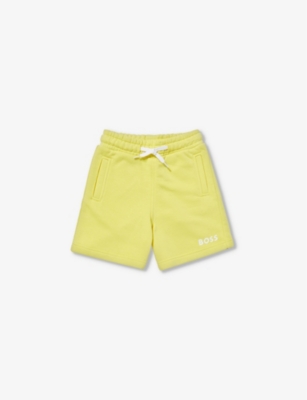 Hugo Boss Boss Boys Straw Yellow Kids Logo-print Elasticated-waist Cotton-blend Shorts 4-14 Years