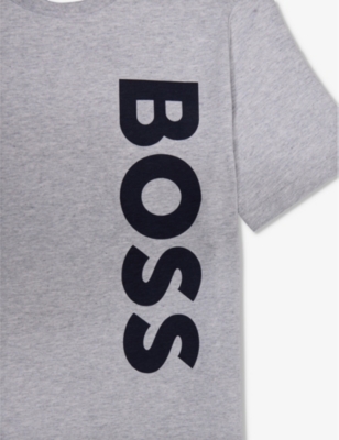 Shop Hugo Boss Boss Boys China Grey Kids Logo Text-print Cotton-jersey Set 4-12 Years