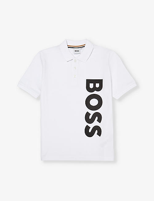 BOSS: Logo-print short-sleeve cotton-piqué polo shirt 4-16 years