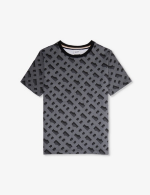 BOSS: Logo text-print cotton-jersey T-shirt 6-16 years