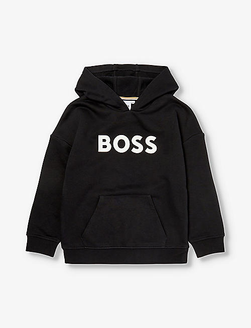 BOSS: Logo-print long-sleeve cotton-blend hoody 4-16 years