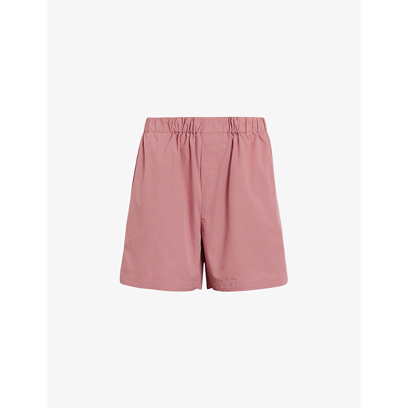 Shop Allsaints Karina Relaxed-fit High-rise Organic-cotton Shorts In Ash Rose Pink