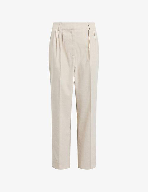 ALLSAINTS: Whitney straight-leg high-rise stretch linen-blend trousers