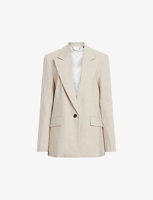 ALLSAINTS: Whitney relaxed-fit single-breasted stretch linen-blend blazer