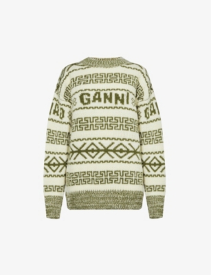 Ganni Lambswool Pullover In Avocado