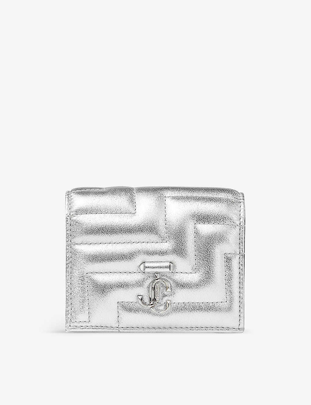 Shop Jimmy Choo Hanne Quilted-leather Purse In Silver/silver