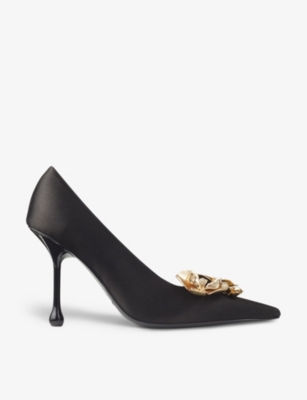 JIMMY CHOO - Ixia 95 flower-embellished satin heeled courts ...