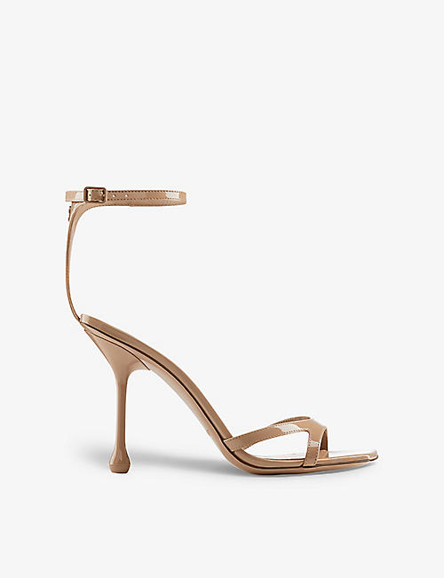 JIMMY CHOO: Ixia 95 cut-out patent-leather heeled sandals
