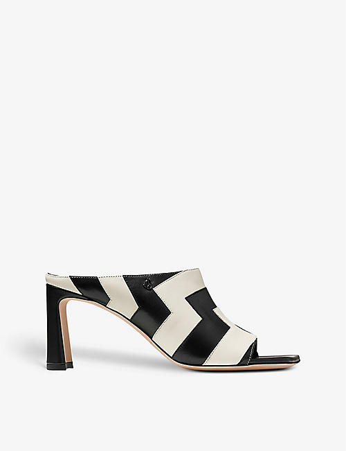JIMMY CHOO: Kinley stripe-pattern leather heeled mules