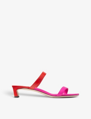 Shop Jimmy Choo Women's Fuchsia/paprika Kyda 35 Leather Heeled Sandals In Pink