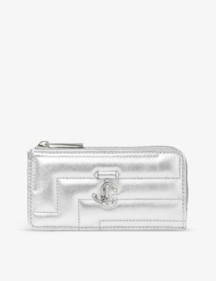 Jimmy Choo Lise-z Avenue Quilted-leather Card Holder In Silver/silver