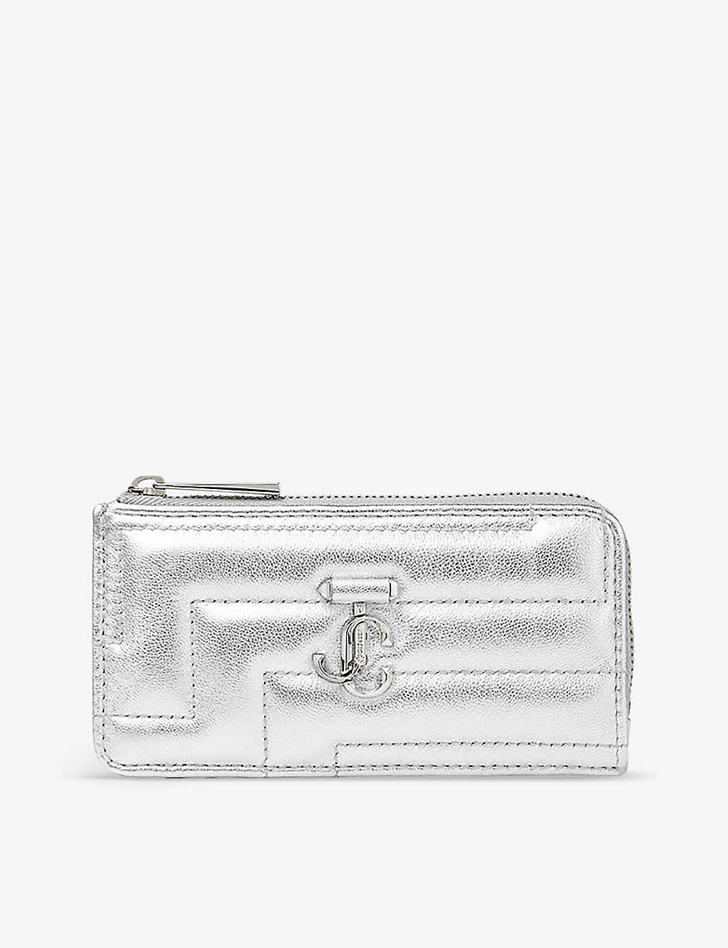 Jimmy Choo Lise-z Avenue Quilted-leather Card Holder In Silver/silver