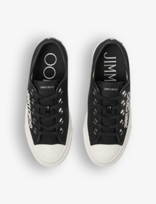 JIMMY CHOO: Palma Maxi logo-embroidered canvas low-top trainers