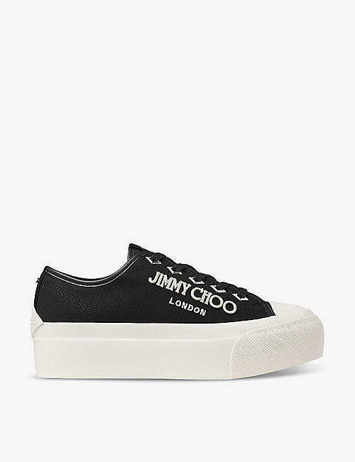JIMMY CHOO: Palma Maxi logo-embroidered canvas low-top trainers