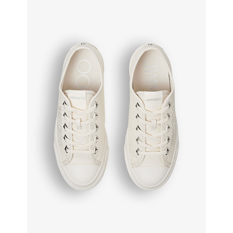 Shop Jimmy Choo Womens X Latte/latte Palma Maxi Logo-embroidered Canvas Low-top Trainers