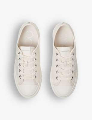 JIMMY CHOO: Palma Maxi logo-embroidered canvas low-top trainers