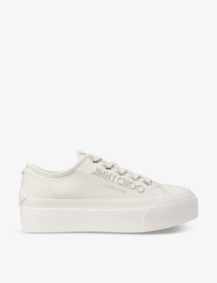 JIMMY CHOO: Palma Maxi logo-embroidered canvas low-top trainers