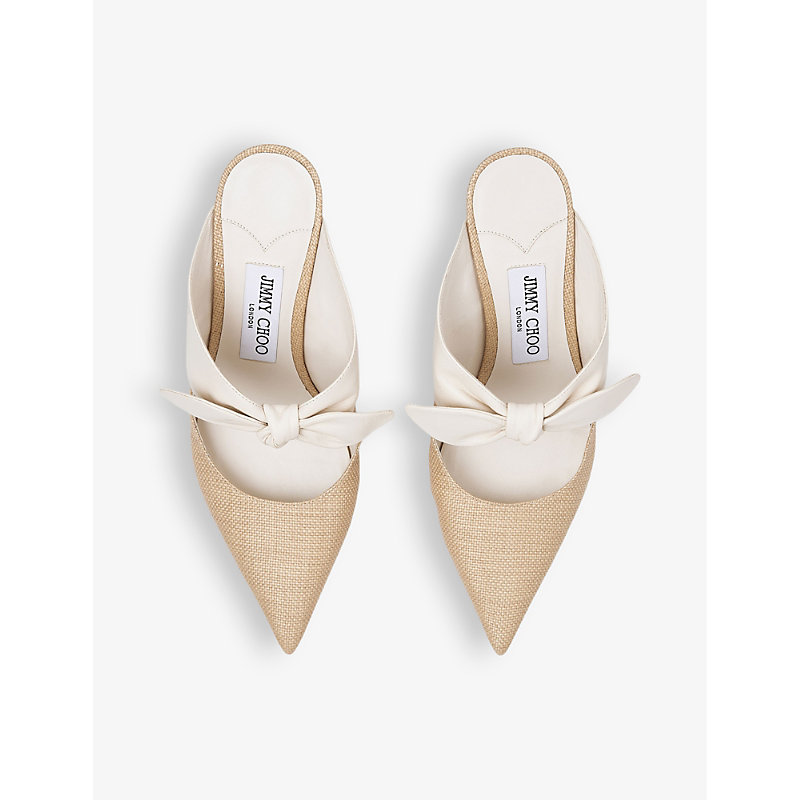 Shop Jimmy Choo Rali 75 Leather Heeled Mules In Latte/natural