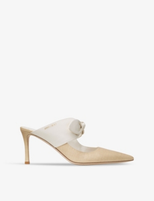 Shop Jimmy Choo Women's Latte/natural Rali 75 Leather Heeled Mules