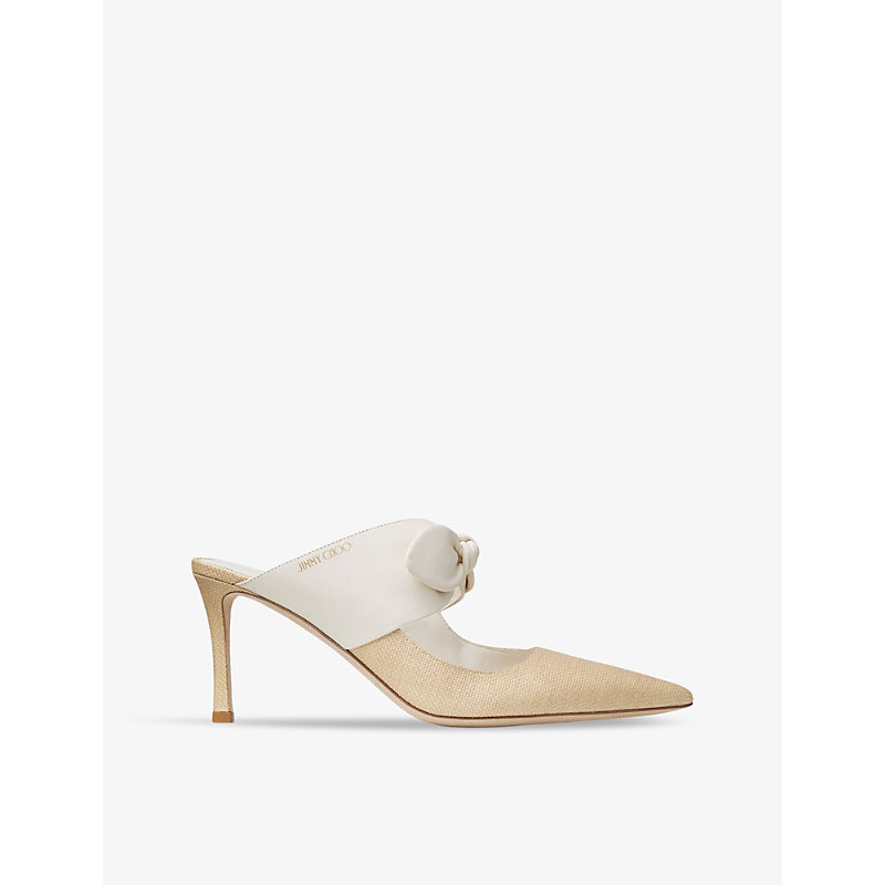 Shop Jimmy Choo Rali 75 Leather Heeled Mules In Latte/natural