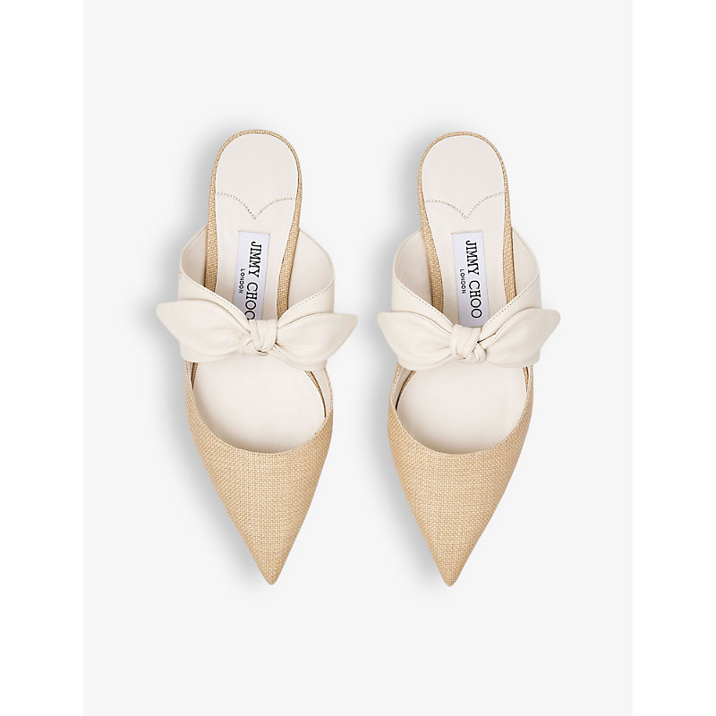 Shop Jimmy Choo Rali Pointed-toe Leather Sandals In Latte/natural