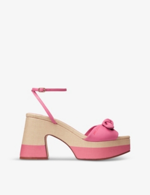 Shop Jimmy Choo Womens Candy Pink/natural Ricia 95 Leather Platform Sandals