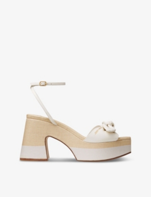 Shop Jimmy Choo Women's Latte/tural Ricia 95 Leather Platform Sandals In Latte/natural