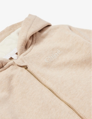 Shop Chloé Chloe Beige Marl Logo Text-print Cotton-jersey Tracksuit 6 Months-3 Years