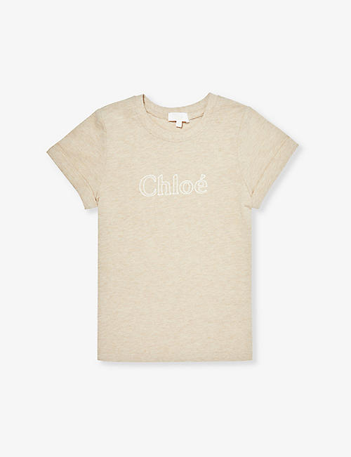 CHLOE: Logo-embroidered short-sleeve cotton-jersey T-shirt 6-14 years