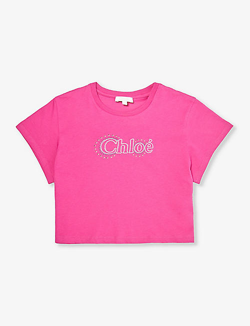 CHLOE: Logo-embroidered short-sleeve cotton-jersey T-shirt 8-14 years