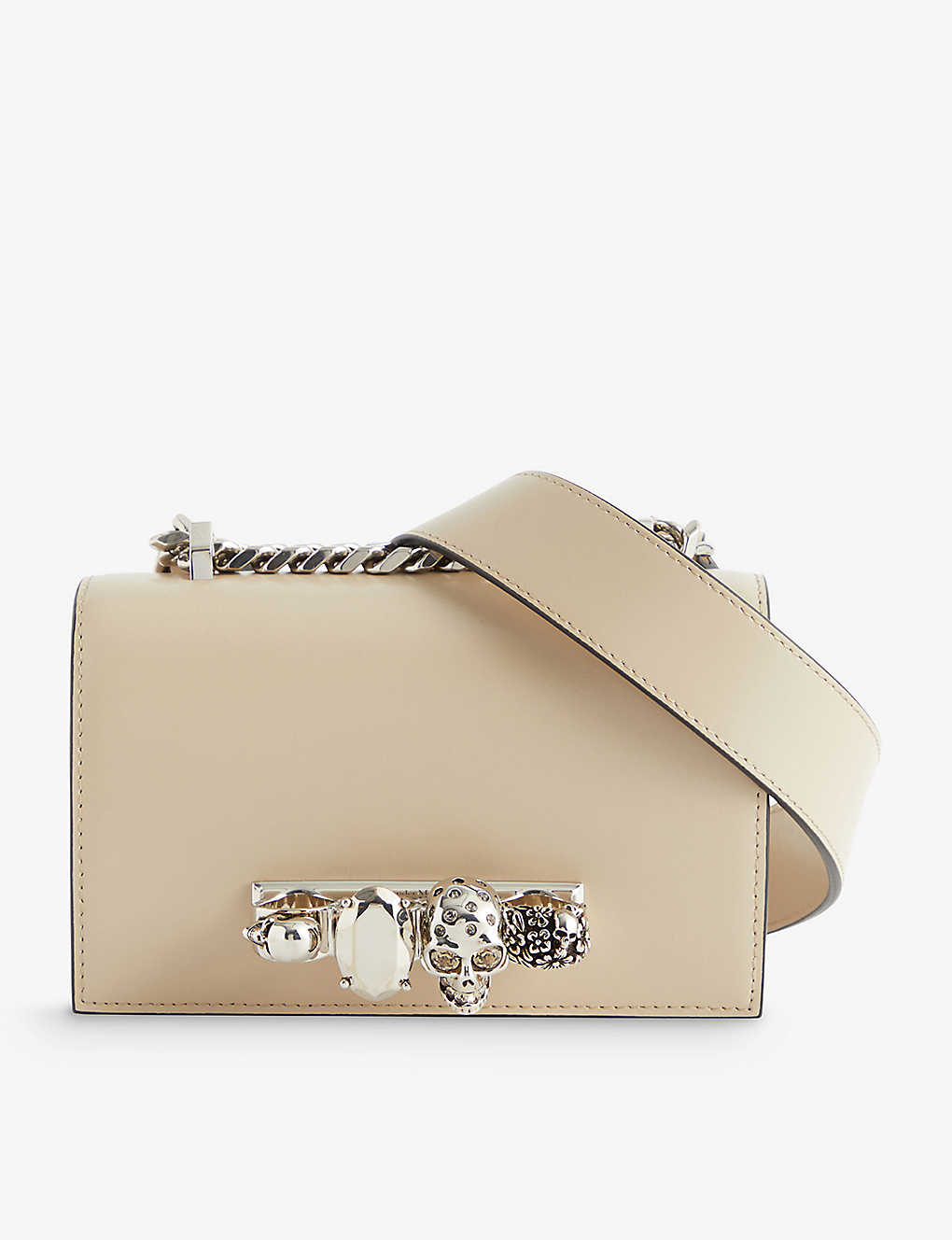 Alexander Mcqueen Womens Camel The Jewelled Mini Leather Cross-body Bag