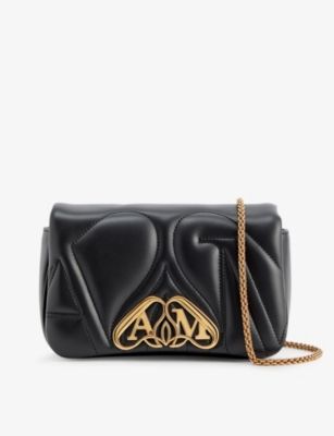 Alexander Mcqueen Women Black Leather Mini Cross-Bar Handbag