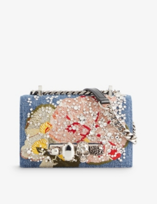 ALEXANDER MCQUEEN: The Jewelled mini denim cross-body bag