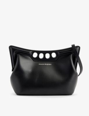 Shop Alexander Mcqueen Women's Black The Peak Mini Leather Shoulder Bag