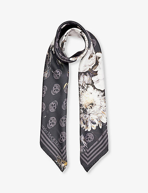 ALEXANDER MCQUEEN: Chiaro Biker graphic-print silk scarf