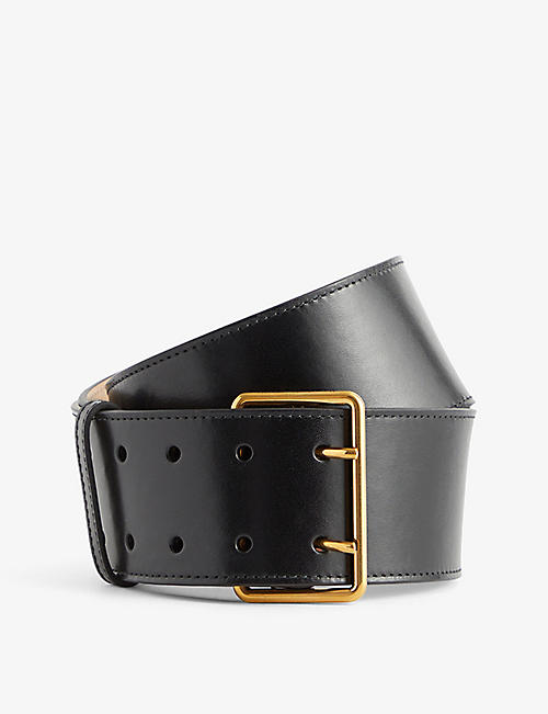 ALEXANDER MCQUEEN: Military square-buckle leather belt