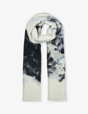 ALEXANDER MCQUEEN: Floral-pattern cashmere scarf