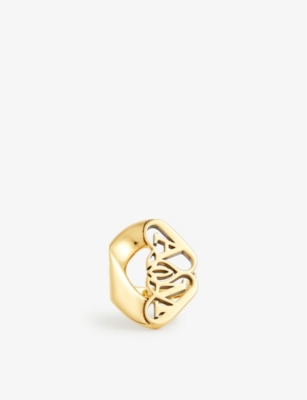 ALEXANDER MCQUEEN: Seal logo brass ring