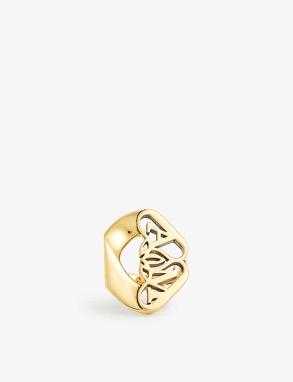 Alexander Mcqueen Womens Light Ant.gold Seal Logo Brass Ring