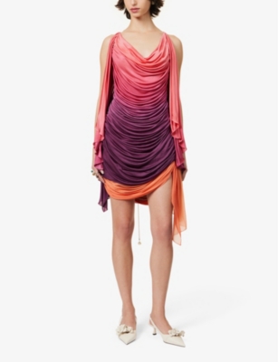 Shop Johannes Warnke Women's Rose/ Dark Berry Draped Slim-fit Silk Top
